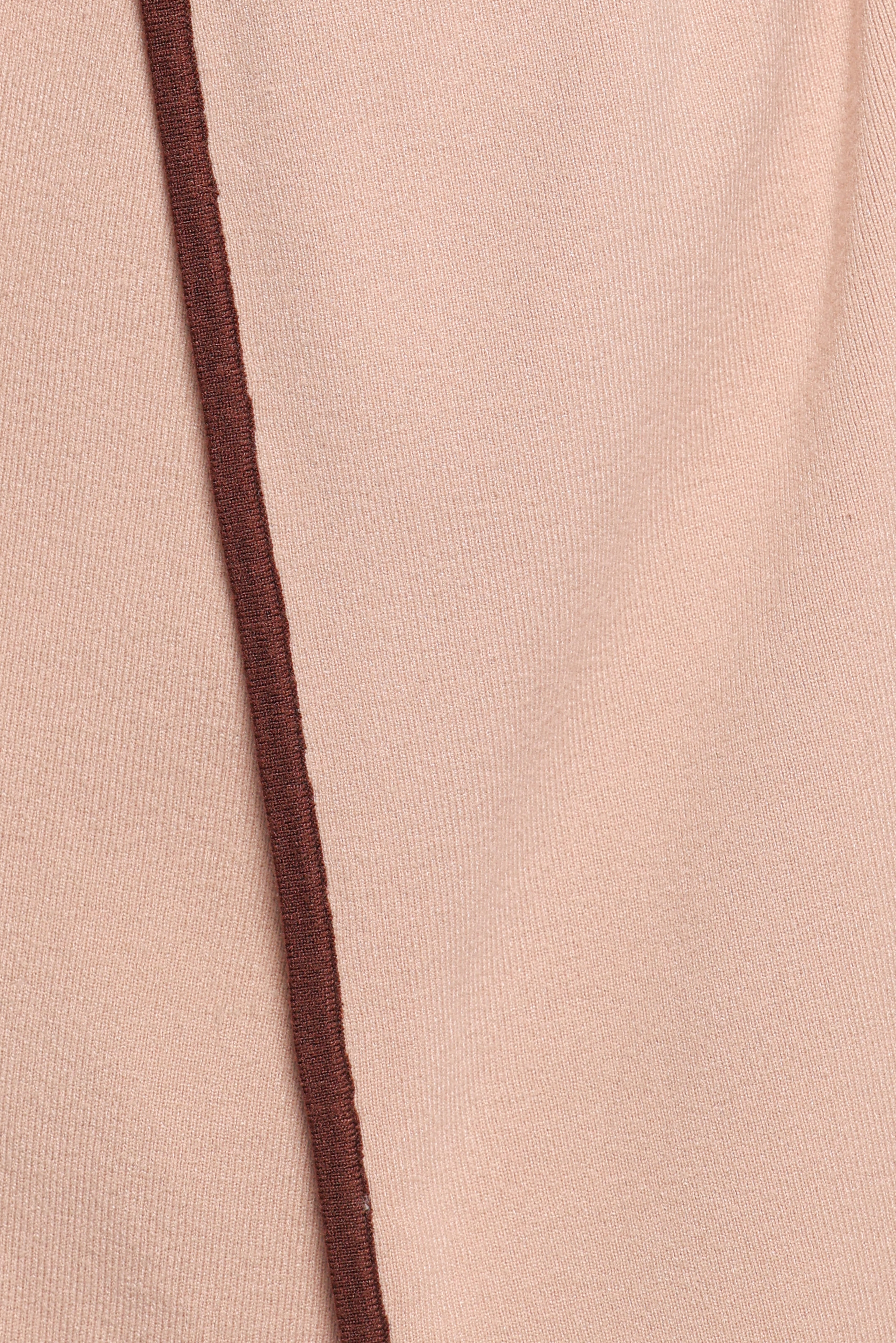 Vallis Contrast Trim Long Cardigan - Beige